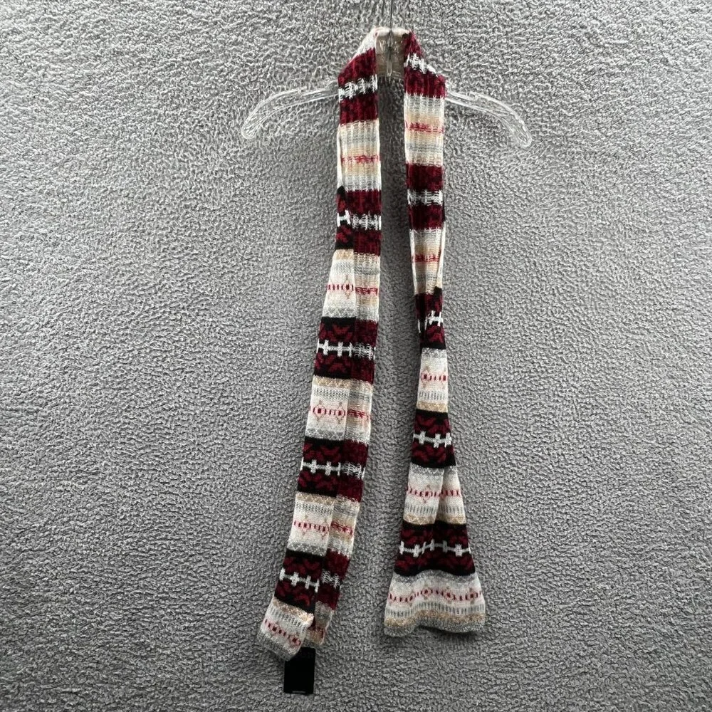 IZOD Woven Scarf‎ Red Black White with Silver Accent Thread
